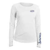 Crossed Hooks Flag Ladies Long Sleeve UV Shirt, White | Live to Fish